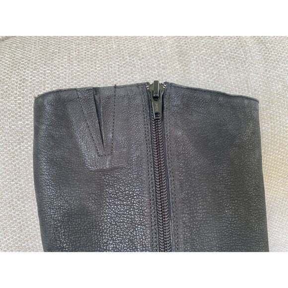 Kenneth Cole Italy Tall Wedge Boots Women’s 8.5, Black Leather Embroidered 39.5 - Picture 9 of 13